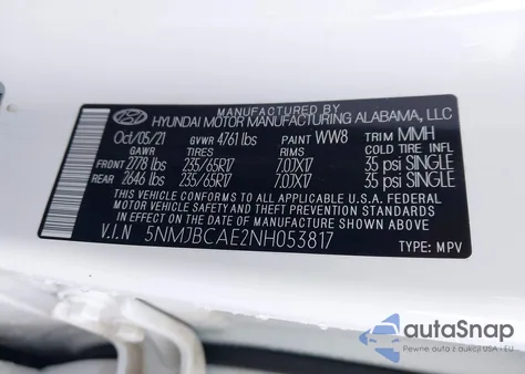 2022 Hyundai Tucson Sel from USA, damaged, VIN 5NMJBCAE2NH053817